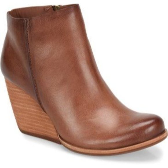 KorkEase Shoes Kork Ease Natalya Wedge Ankle Bootie Brown Leather